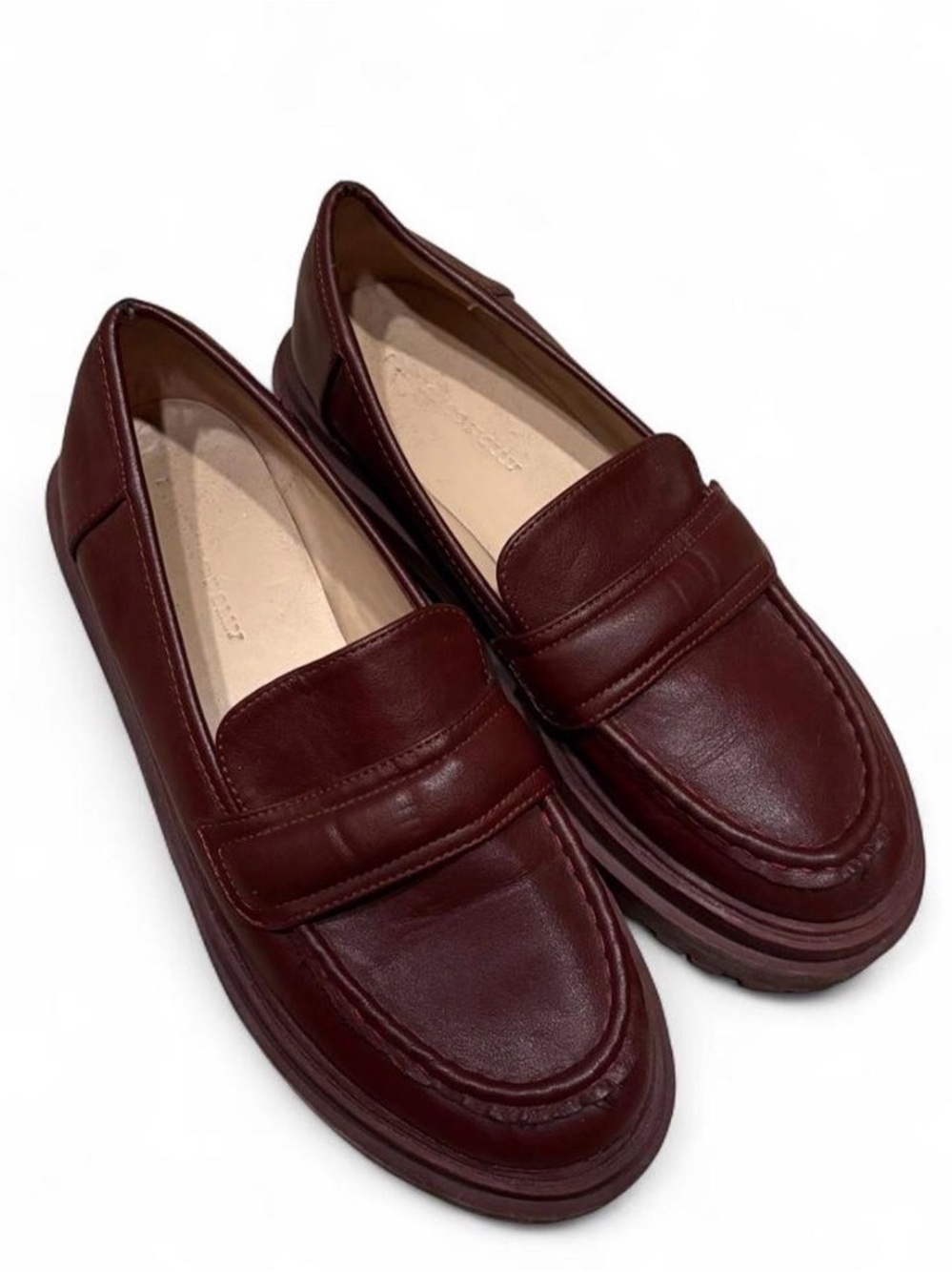 Princess Polly Burgundy Leather Penny Loafers